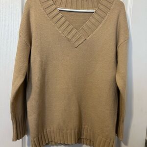Cozy Tan V-Neck Sweater